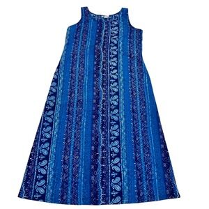 Y2K I ❤️ NY‎ JOALAN Blue Paisley Midi Dress Small XS Sleeveless